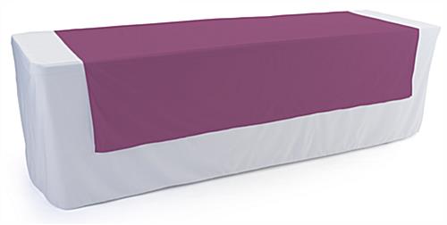 This Purple Table Runner Will Add Tasteful Color to Any Trade Show Booth Purple table runner made of flame retardant polyester