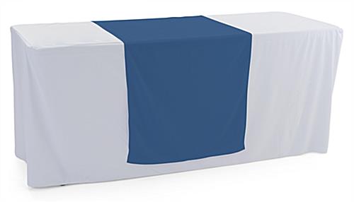 This Blue Table Runner Is Perfect for Corporate Events Dark blue table runner with flame retardant polyester material