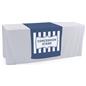 Navy Printed table runner with hemmed edge