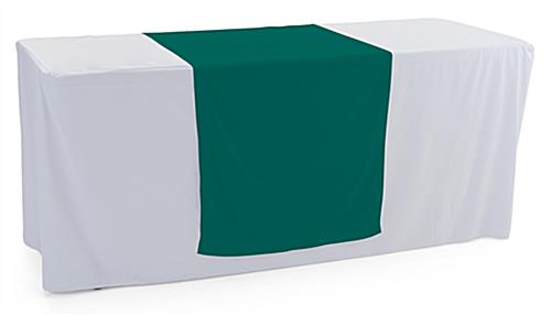 This Green Table Runner Is an Easy Way to Create a Professional Looking Set Up at Your Next Event Green table runner made of polyester