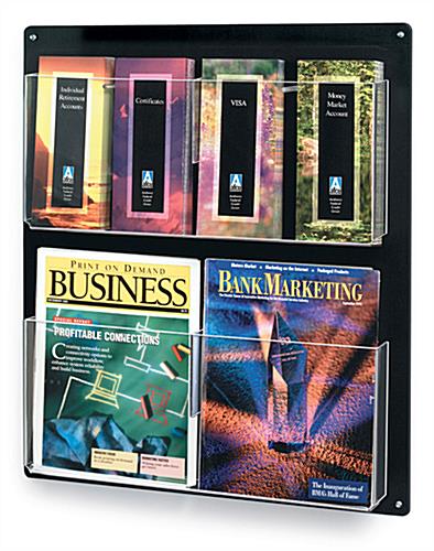 Wall Mount Literature Racks 4 or 8 Pockets (Black Back) wall mount literature rack