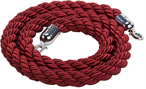 Nylon Twisted Rope with Chrome Hooks 78" Red Twisted Rope