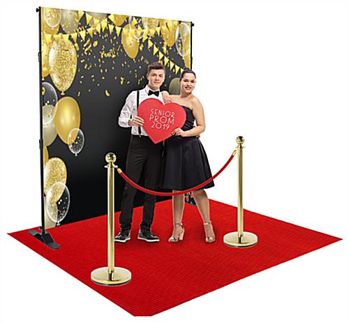This Step and Repeat Red Carpet Kit Is Easy To Set Up and Transport Due To The Included Hardware and Carrying Case Step and repeat red carpet kit with hardware included for aluminum frame