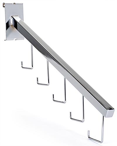 Use This Gridwall Waterfall Hook to Hold up to 8 Pounds in Product Gridwall waterfall hook with shiny chrome finish