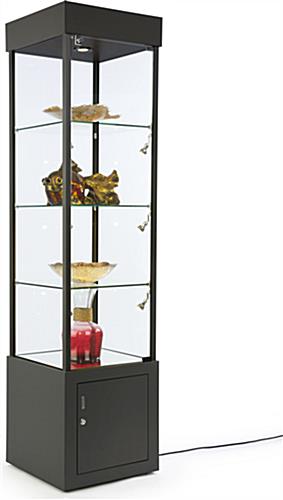 with Mirrored Bottom and LED Lights Black Tower Showcase