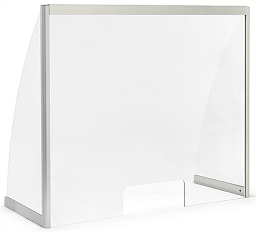 This Countertop Acrylic Hygiene Shield Is a Great Way to Protect the Receptionist in Your Corporate Office Countertop acrylic hygiene shield with 11.8 inch by 4.75 inch transaction slot