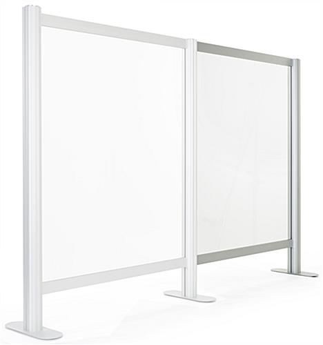 This Countertop Acrylic Separation Screen Allows You to Connect Multiple Units for a Unique Sized Safety Barrier Countertop acrylic separation screen add-on for SMSAL47 with sturdy aluminum frame