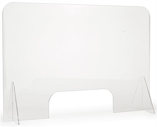 This Clear Countertop Sneeze Shield Is a Great Way to Protect Cashiers Clear countertop sneeze shield measures 44 inches by 33 inches