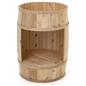 Bourbon barrel display case with overall height of 30.5 inches