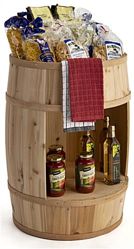 This Bourbon Barrel Display Case Will Draw Attention to Your Products Bourbon barrel display case with natural cedar finish