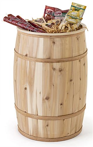 This Food Grade Cedar Barrel Is Great for Farmers Markets Food grade cedar barrel with 3.5 gallon holding capacity