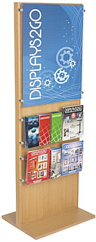 Poster Stand With 10 Brochure Holders, Light Oak Build Wooden Poster Stand With 10 Brochure Holders