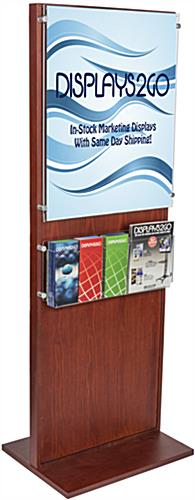 Wooden Poster Holder With 5 Pamphlet Compartments Mahogany Poster Holder With 5 Pamphlet Compartments