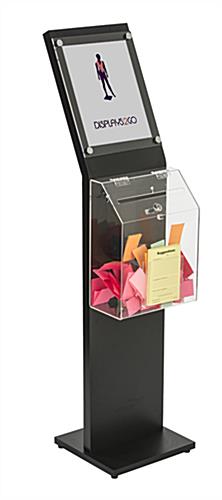 Propped Black Floor Standing Charity Box Black Floor Standing Charity Box with Clear Container