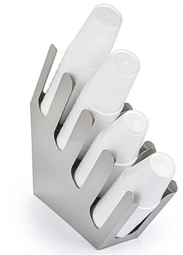 Coffee Cup Dispenser and Organizer for Restaurant Beverage Stations Coffee cup dispenser with side cutouts