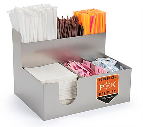 Multi-Tier Restaurant Condiment Holder - Perfect for Breweries and Bars Stainless Steel multi tier restaurant condiment holder with five compartments