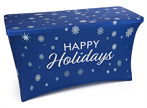 Fitted 4' Stretch Tablecloth with Holiday Message 4' stretch tablecloth with holiday message pre-printed