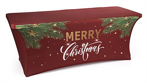 Enhance a Storefront with this 6’ “Merry Christmas” Spandex Table Cover 6’ “Merry Christmas” spandex table cover with seasonal graphics