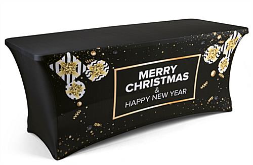 Stretch Preprinted Seasonal Cover for 6-ft Table is Fully Machine Washable elastic fabric stretch preprinted seasonal cover for 6-ft table