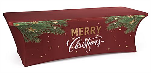 Upgrade a Holiday Retail Display with this 8’ “Merry Christmas” Fitted Table Cover 8’ “Merry Christmas” fitted table cover with rectangular shape