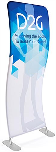 Propped View of Banner Stand Single Sided 3' Wide Wave Banner Stand w/ Dye-Sub Graphics
