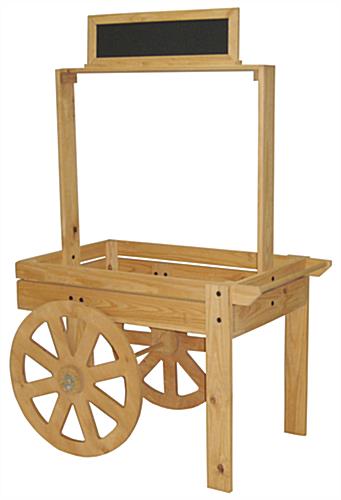 Wood Vendor Cart - With Chalk Board Header Wood Vendor Cart
