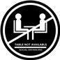 Black social distance table markers with spill-proof material
