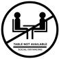 White social distance table markers with spill-proof material