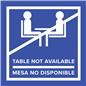 Blue vinyl no seating bilingual table top sticker