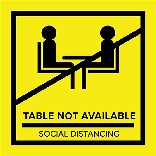 Yellow No Seating Table Sticker – Ideal for Restaurant Spacing Yellow removable no seating table sticker
