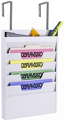 Cubicle Wall Hanging File w/ Gray Hooks White Cubicle Wall Hanging File