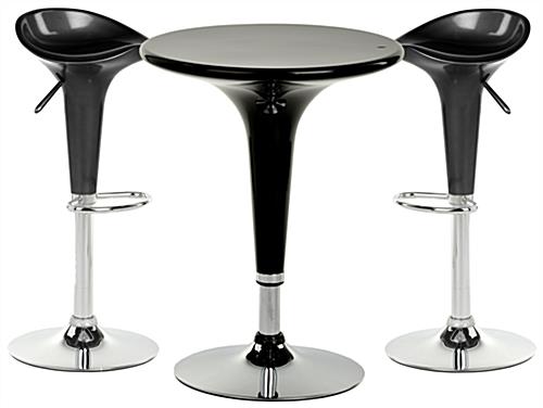Black Trade Show Table & Stool Set, 3 Piece Seat Black Trade Show Table & Stool Set for Meetings