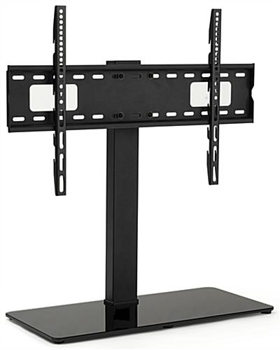 This Universal Tabletop TV Stand Has a Heavy Duty Base that Can Support TV's Ranging From 37"-70" 26 inch x 11 inch universal tabletop tv stand with a weight capacity of 88lbs