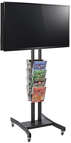 Double Sided TV Stand with 8 Clear Literature Pockets, Black Finish Double Sided TV Stand with 8 Clear Literature Pockets, Acrylic