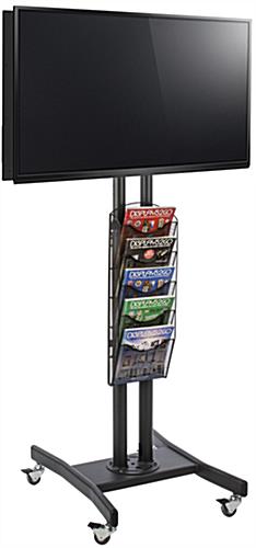 Black Double Sided TV Stand with 5 Mesh Literature Pockets Steel Double Sided TV Stand with 5 Mesh Literature Pockets