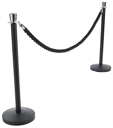Black Twisted Rope with (2) Matte & Chrome Stanchions Black VIP Rope with (2) Posts