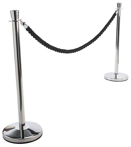 Black Nylon Line Control Rope with (2) Chrome Stanchions Black Twisted Rope with (2) Posts