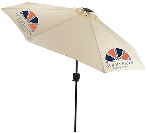 Commercial Patio Umbrella with Custom Printing Options Beige Commercial Patio Umbrella with Solar Powered Bluetooth