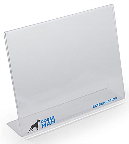 Customize your retail signage by adding your logo to this slanted marketing sign holder! Custom 11 x 8.5 Slanted Marketing Holder