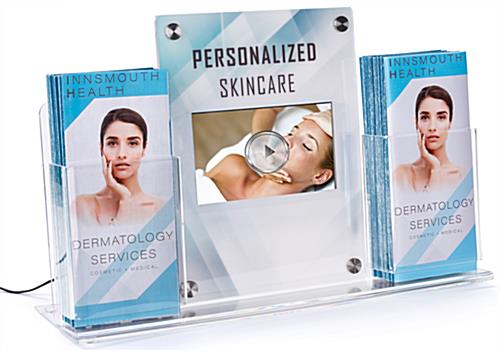 Counter Brochure Display with Multimedia Sign - Features Custom Graphics Counter brochure display with multimedia sign and custom graphics