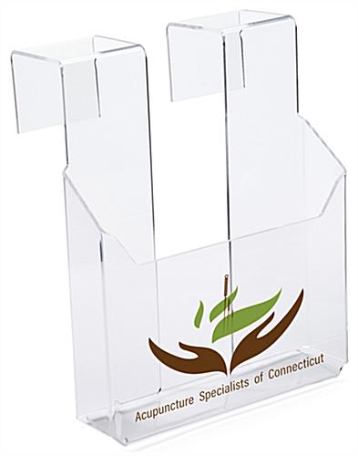 Customize this hanging brochure pocket with your company logo! Hanging Literature Holder with Custom Printed UV Graphics