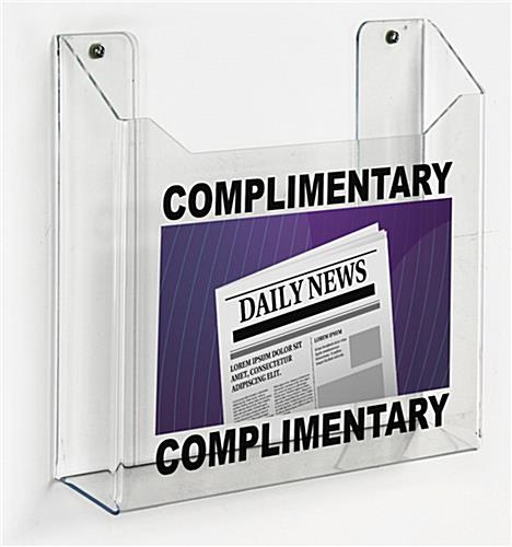 Wall Mount Custom Printed Newspaper Tabloid Rack - Great for Waiting Areas Personalized clear acrylic wall mount custom printed newspaper tabloid rack