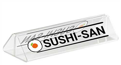 Brand your tabletop menus and specials with an acrylic sign base with custom UV printed graphics custom UV printed 8.5x11 card holder