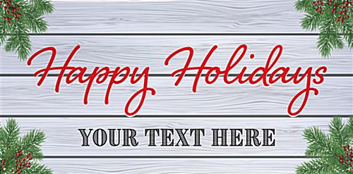 Spruce up a Retail or Office Setting with this 8' x 4' Holiday Hanging Business Banner 8' x 4' holiday hanging business banner with festive artwork