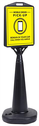Mobile Pickup Traffic Sign with Weather Resistant Vinyl Graphics Double-sided black mobile pickup traffic sign