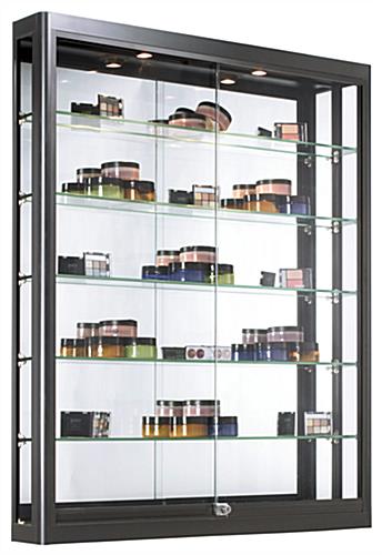 Wall LED Display Case, Aluminum Frame Black Wall LED Display Case