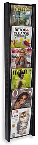 This Wall Mounted 6-Tiered Magazine Rack Is Constructed of Solid Oak Wood Black wall mounted 6-tiered magazine rack
