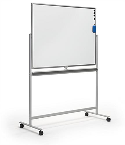 Painted Steel Rolling Whiteboard Resists Marker Stains Landscape-oriented rolling whiteboard