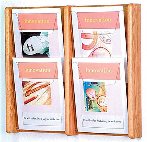 4 Pocket Magazine Rack with Acrylic Front Holds 8.5x11 Catalogs and Promotional Leaflets 4 pocket magazine rack with acrylic front to clearly display literature