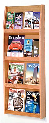 19.5" Wide Magazine Literature Holder for Wall in Light Oak Finish Light oak magazine literature holder for wall with 4 narrow tiers